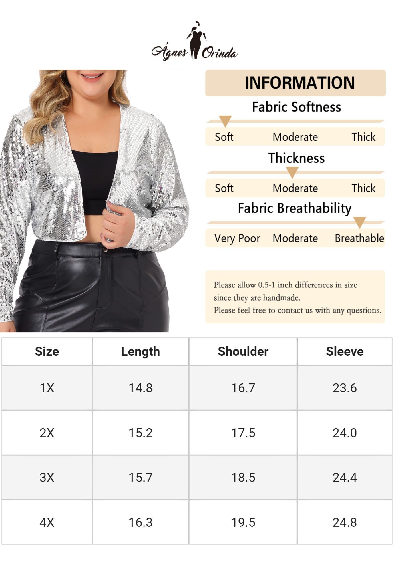 OPEN FRONT LONG SLEEVE METALLIC SEQUIN CROP JACKET, Silver / Silver, alternate image number 3