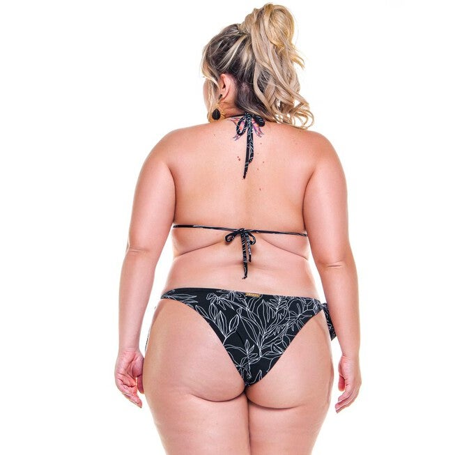 Triangle Bikini Top, black and white floral / Black, alternate image number null