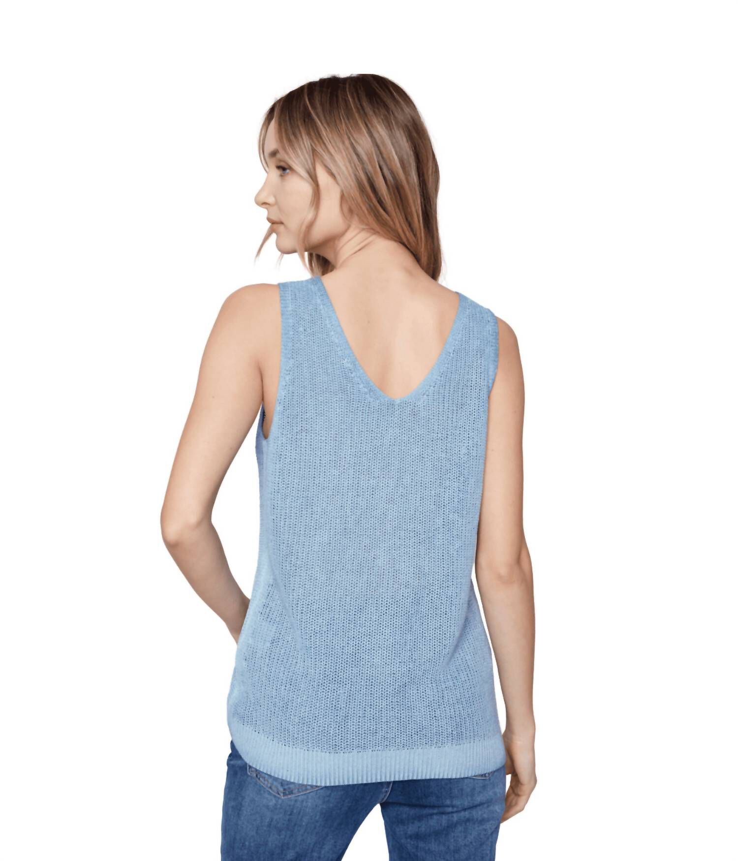 COLD DYE KNIT CAMI TOP IN DENIM, , alternate image number 5