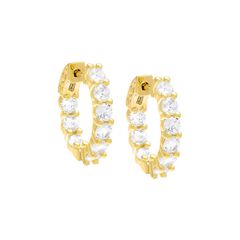 CZ Small Round Hoop Earring Gold One Size