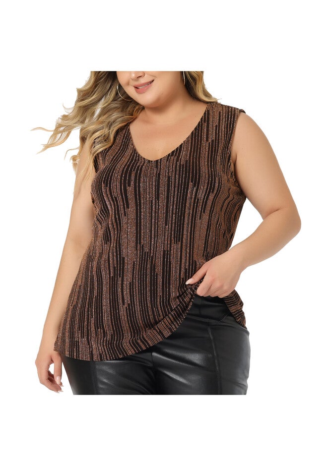 SEQUIN TOP SLEEVELESS GLITTER GRADIENT TANK VEST, Orange / Orange, alternate image number 1