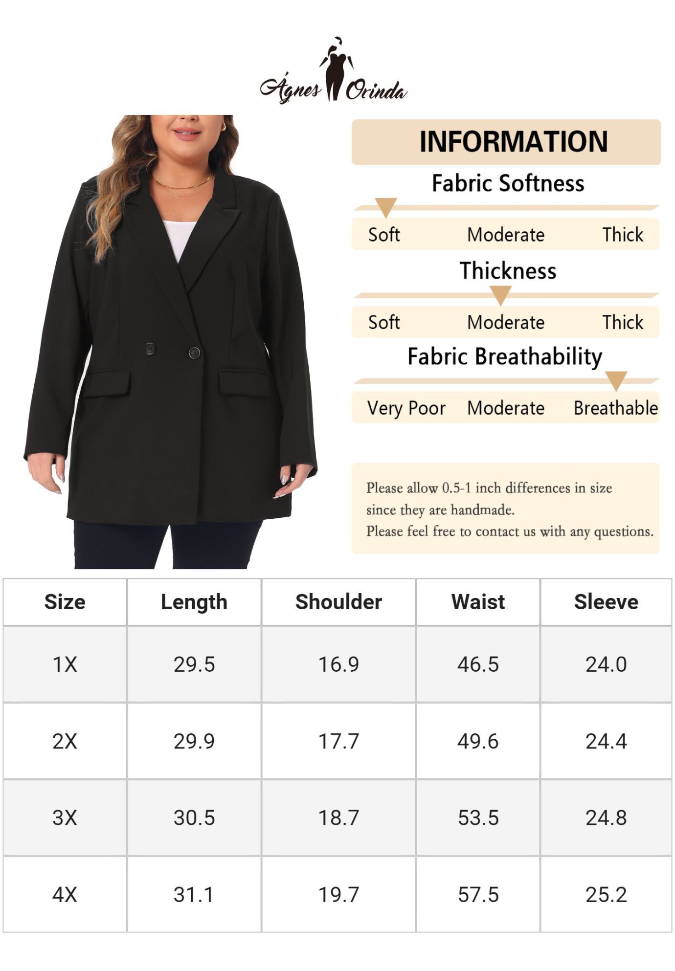 LAPEL BUTTON OFFICE WORK BLAZER, Black / Black, alternate image number 4