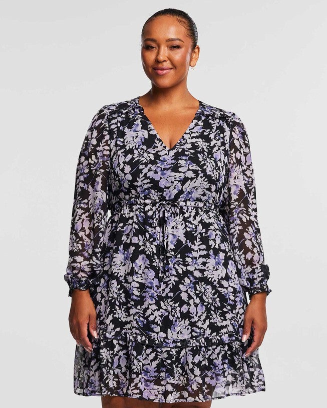 Wild Orchid Long Sleeved Floral Dress, , alternate image number null