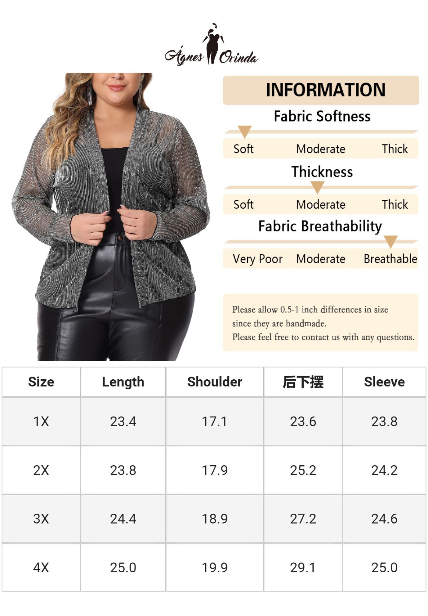 SHEER OPEN FRONT LONG SLEEVE GLITTER OUTWEAR, Silver / Silver, alternate image number 4