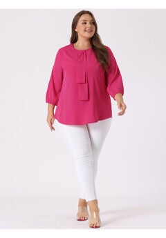 Work Round Neck Ruffle Chiffon Blouse Top