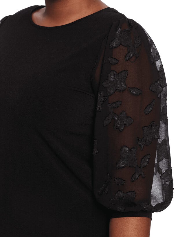 VOLUMINIOUS LACE SLV KNIT, 060RICH BLACK / Black, alternate image number 3
