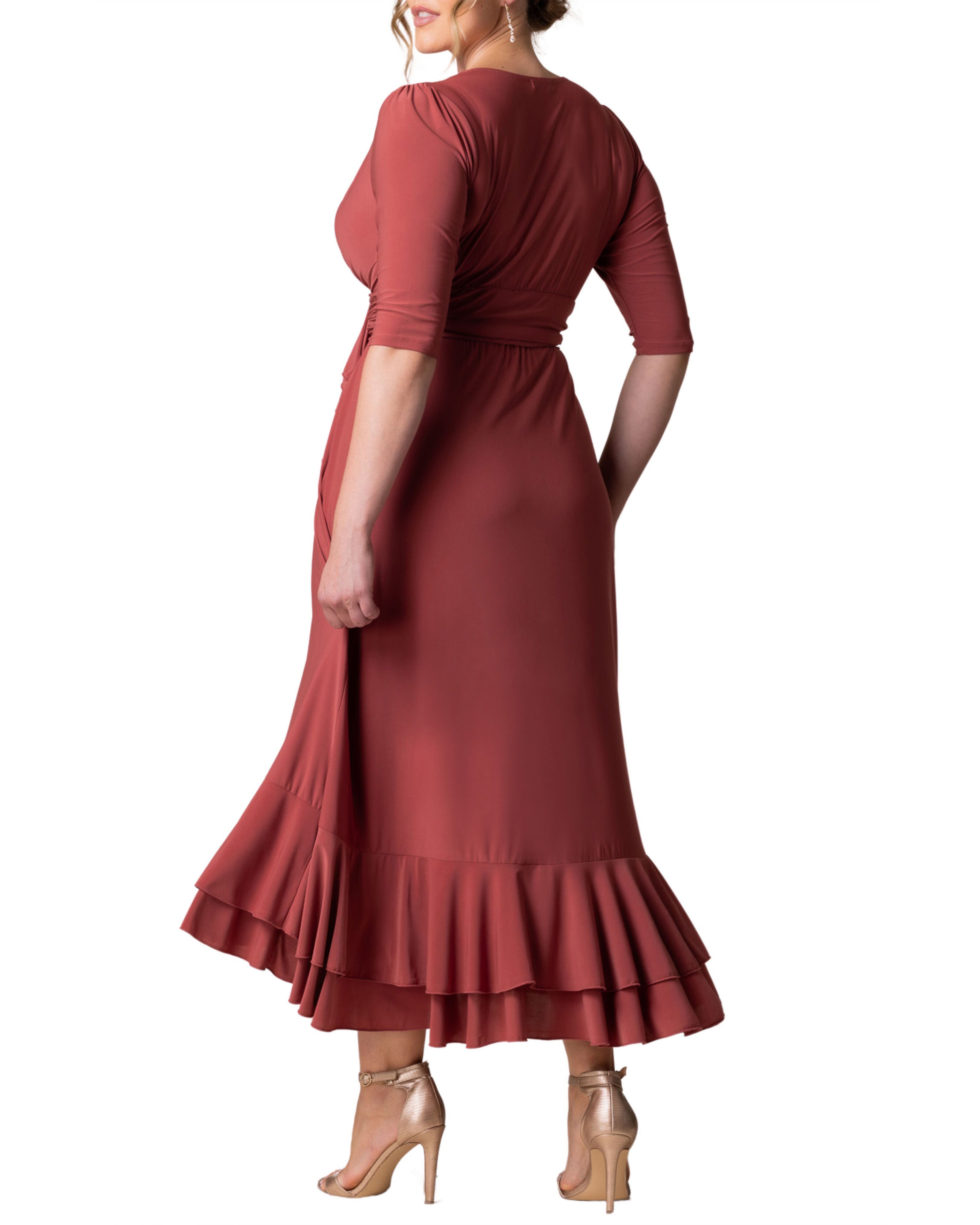 Veronica Ruffle Evening Gown, ROSY SUNSET / Terracotta, alternate image number 1