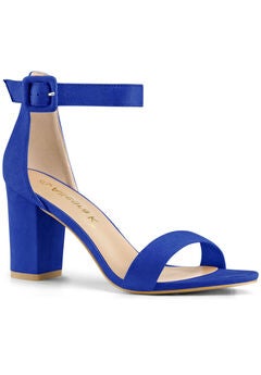 Open Toe Ankle Buckle Strap Block High Heel Sandals