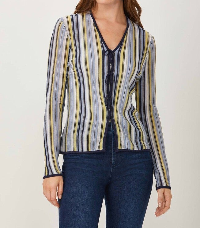 TIE FRONT CARDIGAN IN BLUE MULTI, , alternate image number null
