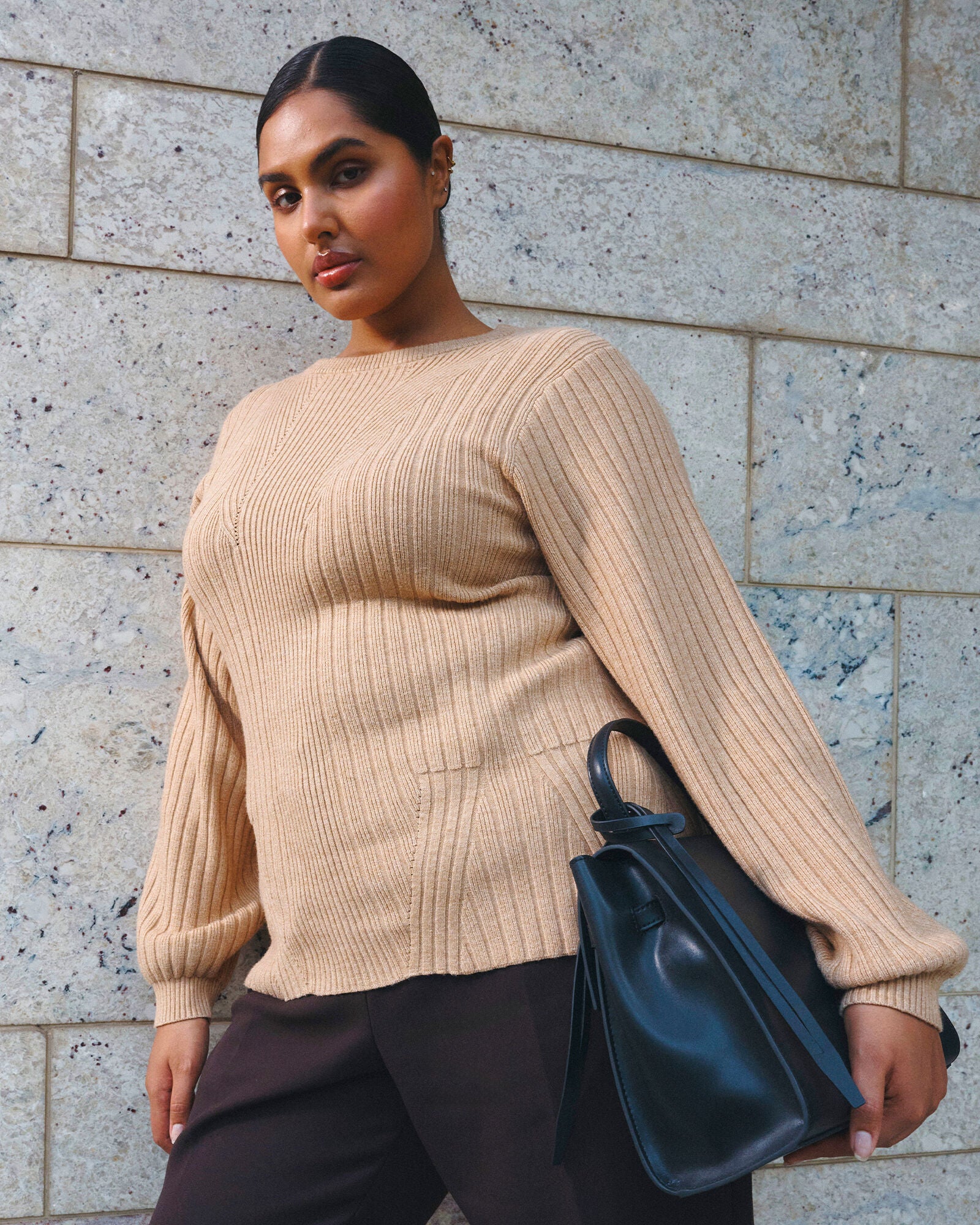Remi Ribbed Sweater Knit, Beige / Beige, alternate image number 1