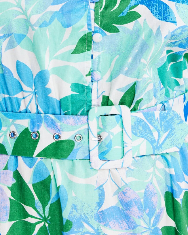 Travola Blue Collared Dress, Print / Azure Blue, alternate image number 3