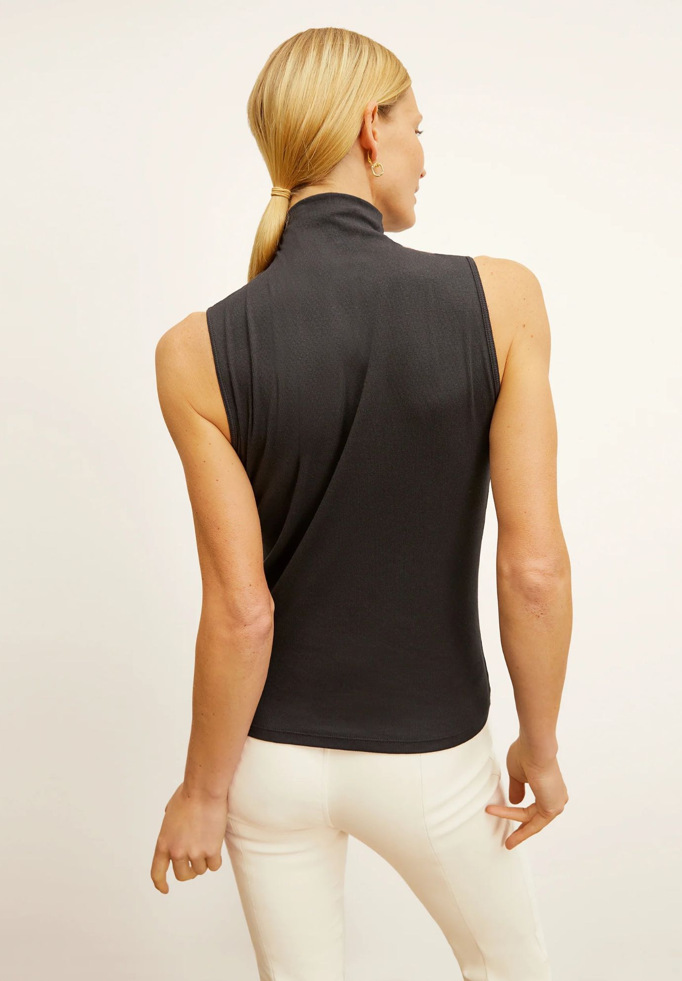 Jett Tank - Organic Ribbed Pima Cotton, Black / Black, alternate image number 6