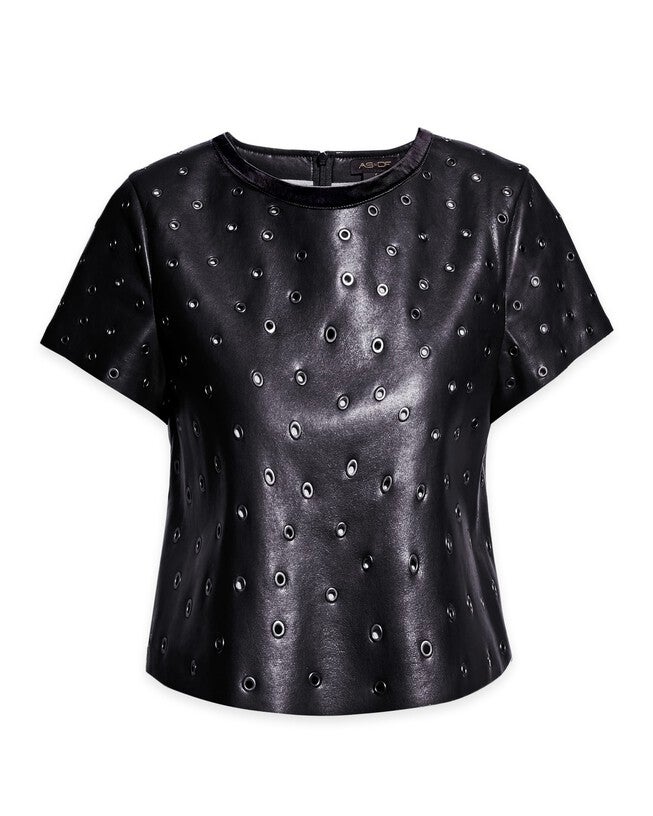 Jude Recycled Leather Tee, Black / Black, hi-res image number 0