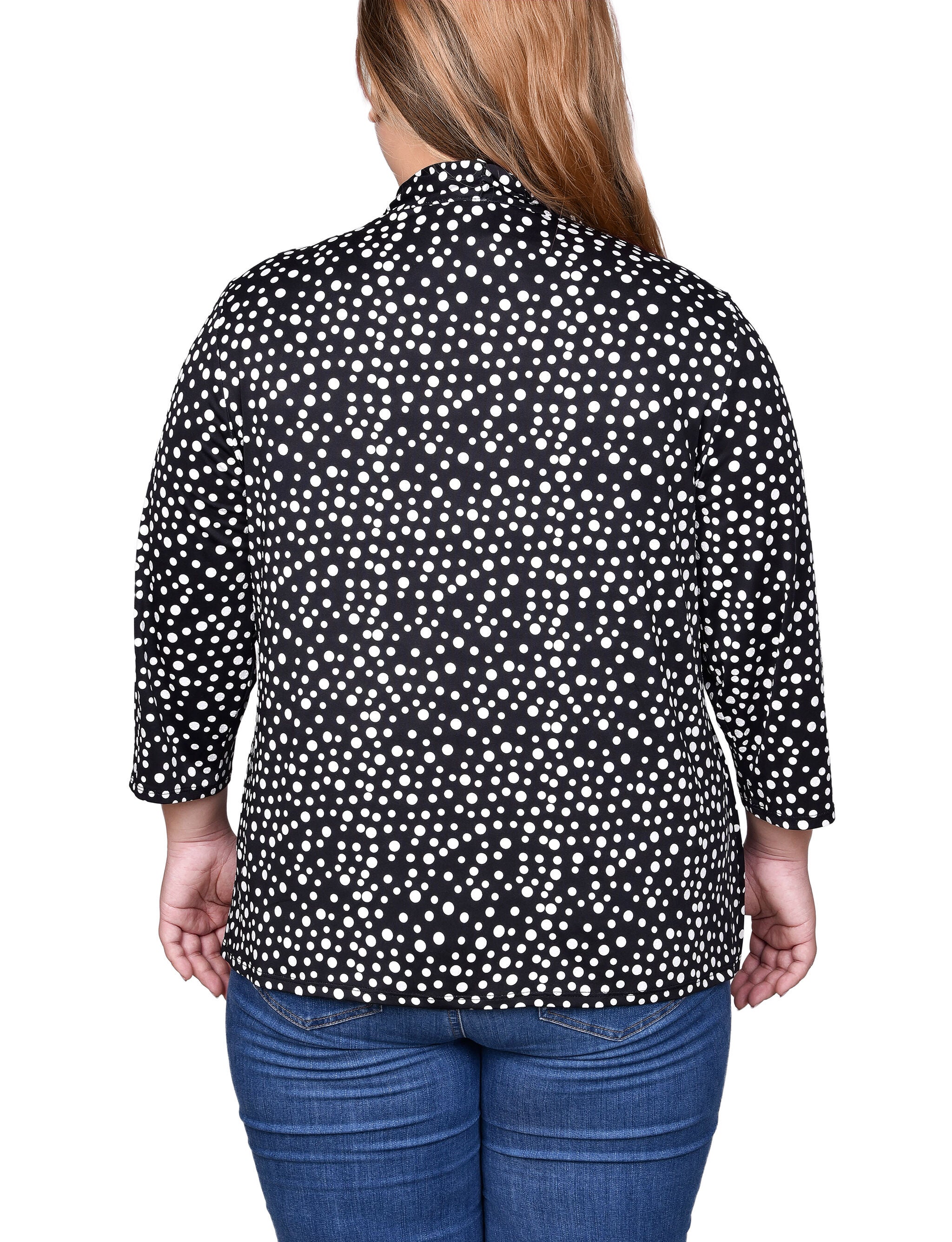 Puff Print 3/4 Sleeve Two-Fer Top, , alternate image number 3