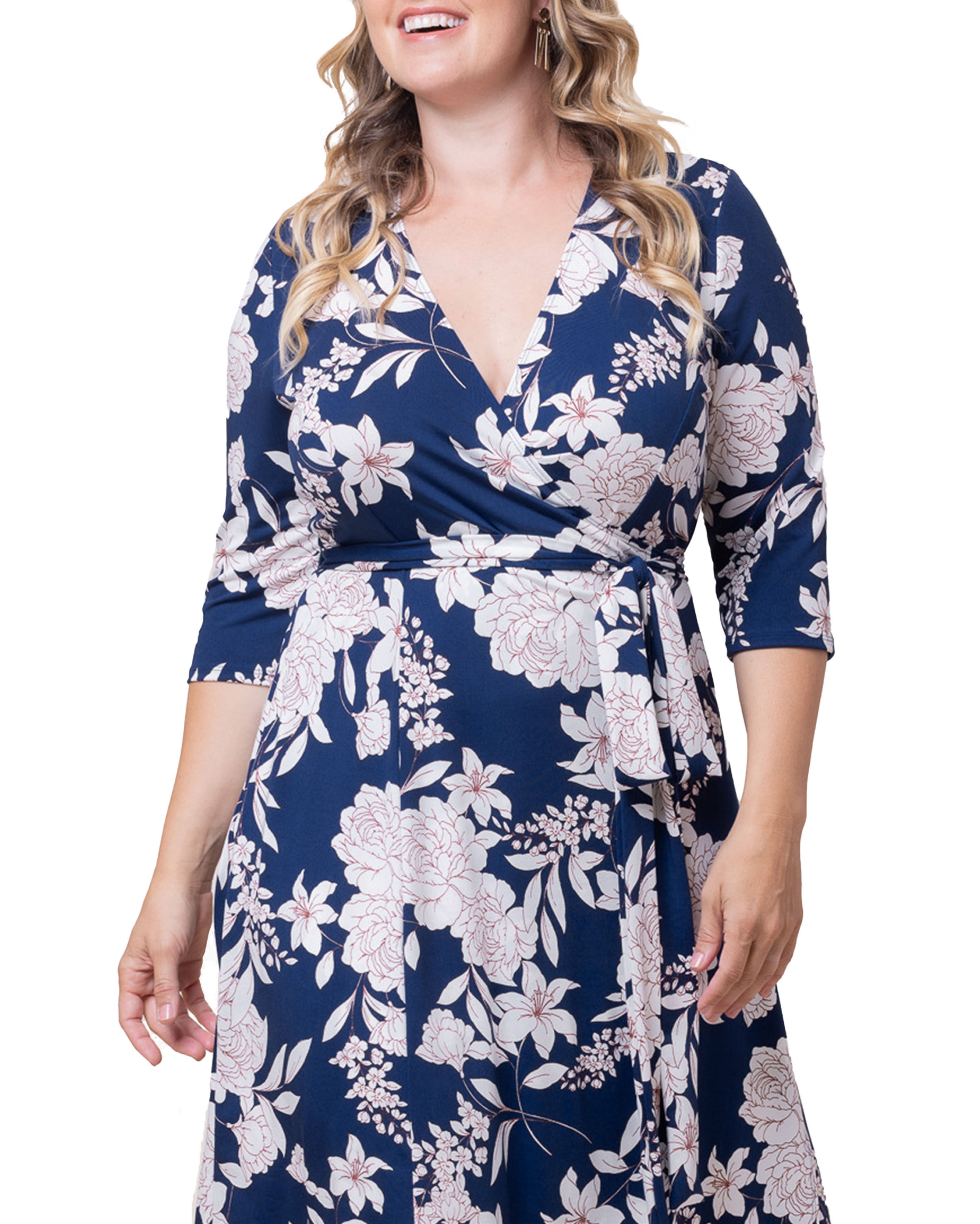Signature Wrap Dress, LILY  PEONY PRINT / Navy, alternate image number 2