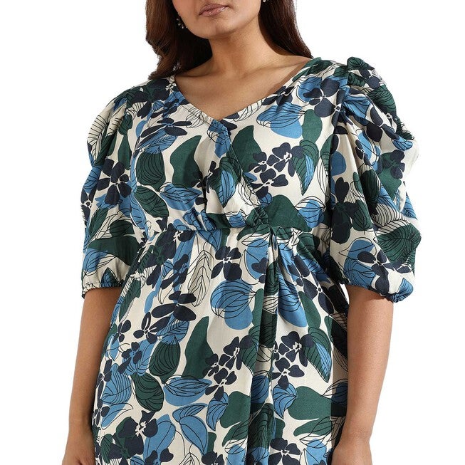 Women Floral Design Casual Dress, Navy / Navy, alternate image number null
