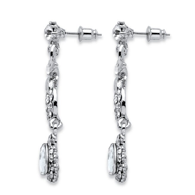 Swirl and Flower Crystal Necklace and Earrings 2-Piece Set Platinum-Plated, , alternate image number 6