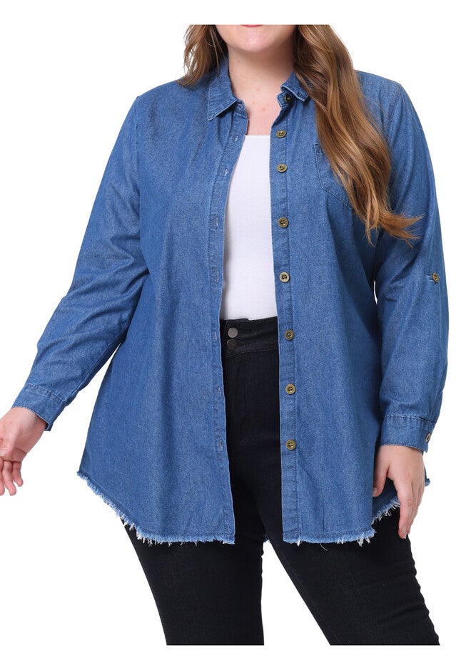CHAMBRAY TOP BUTTON DOWN DENIM SHIRT, Navy Blue / New Wine, alternate image number null