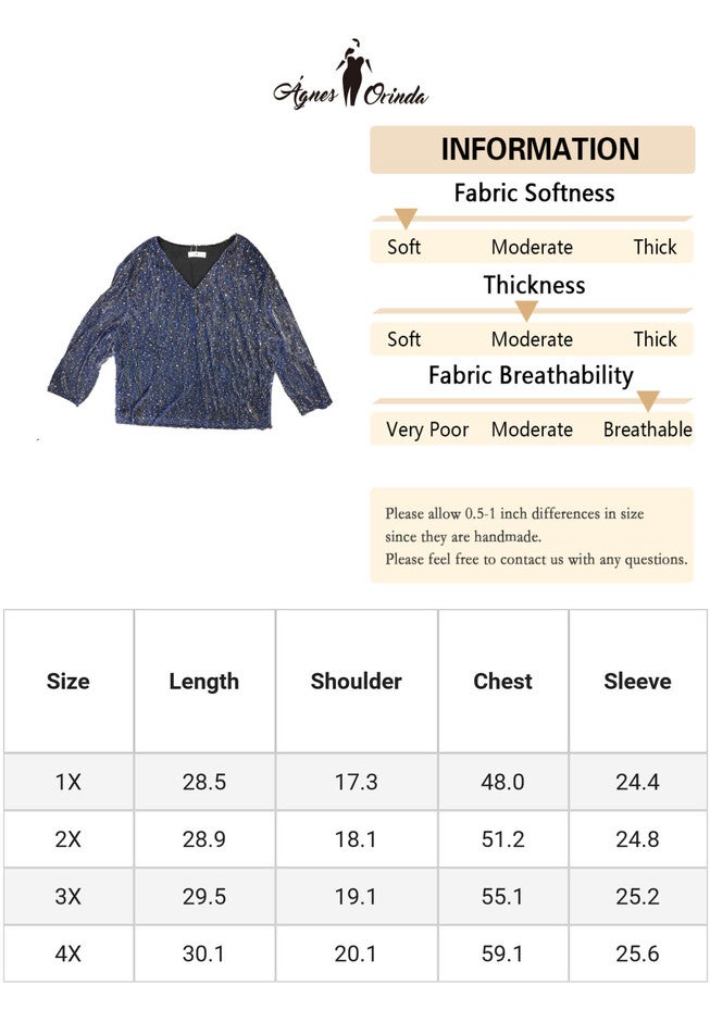 LONG SLEEVE GLITTER SPARKLE TOP, Blue / Navy, alternate image number 4