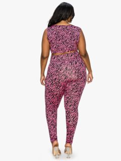 ZEBRA YOGA LEGGINGS, Neon Pink Zebra / Pink, alternate image number 1