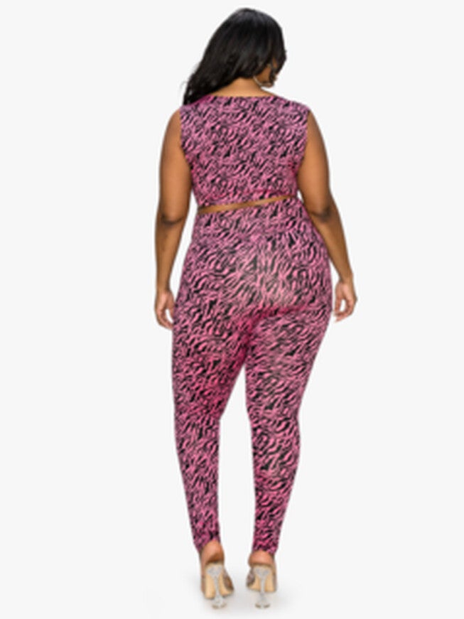 ZEBRA YOGA LEGGINGS, Neon Pink Zebra / Pink, alternate image number 1
