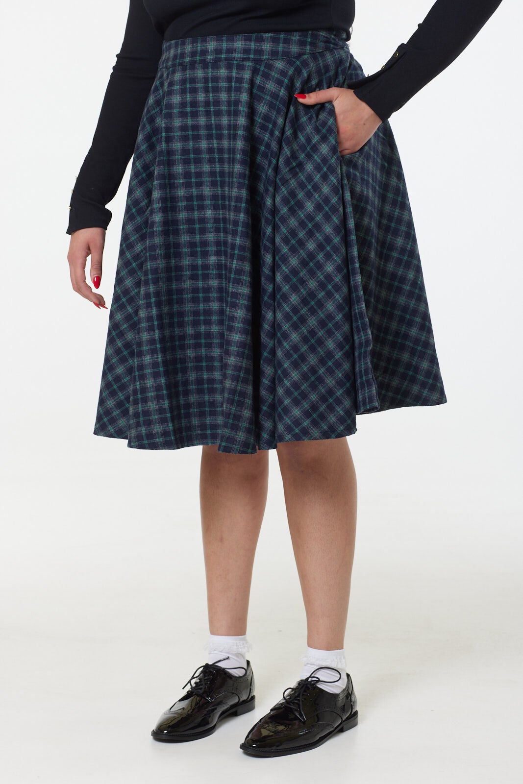 Sophie Skirt Blue Ink Check, Navy / Navy, alternate image number 2