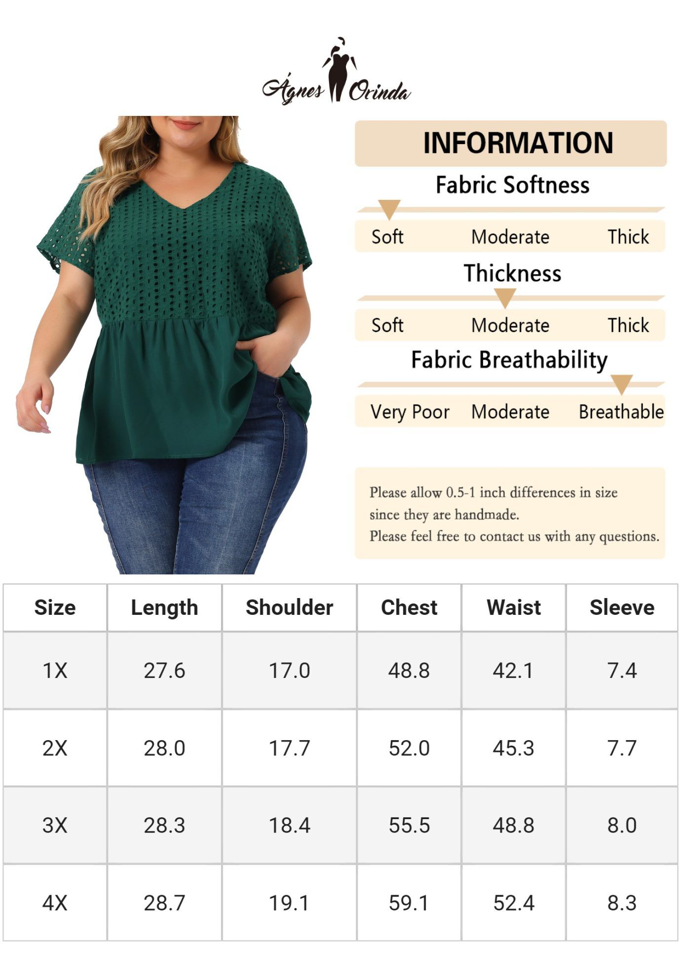 PEPLUM BLOUSE SUMMER SHORT SLEEVES V NECK BABYDOLL TOP, Dark Green / Forest Green, alternate image number 4