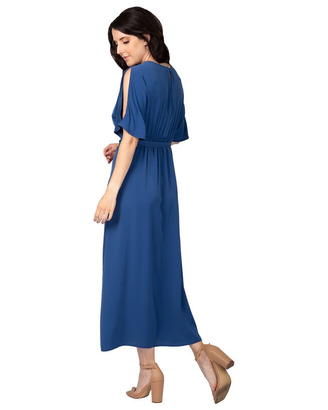 Scarlett Women's Plus Size  V Neck Kimono Sleeves Maxi Dress, , alternate image number 5