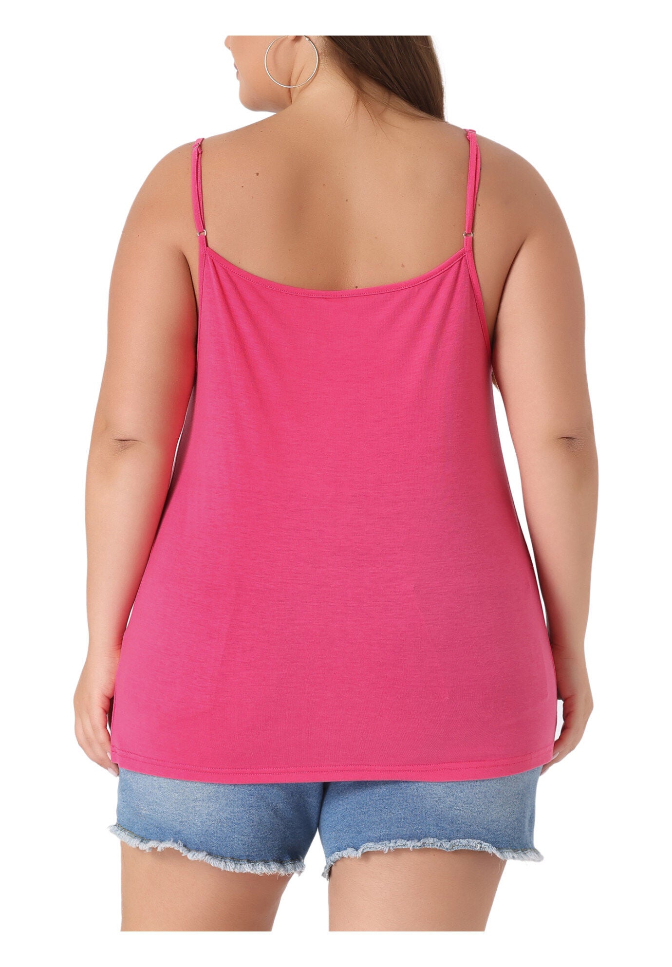 PLEATED SLEEVELESS LOOSE CAMISOLE TANK TOP, Hot Pink / Pink, alternate image number 3