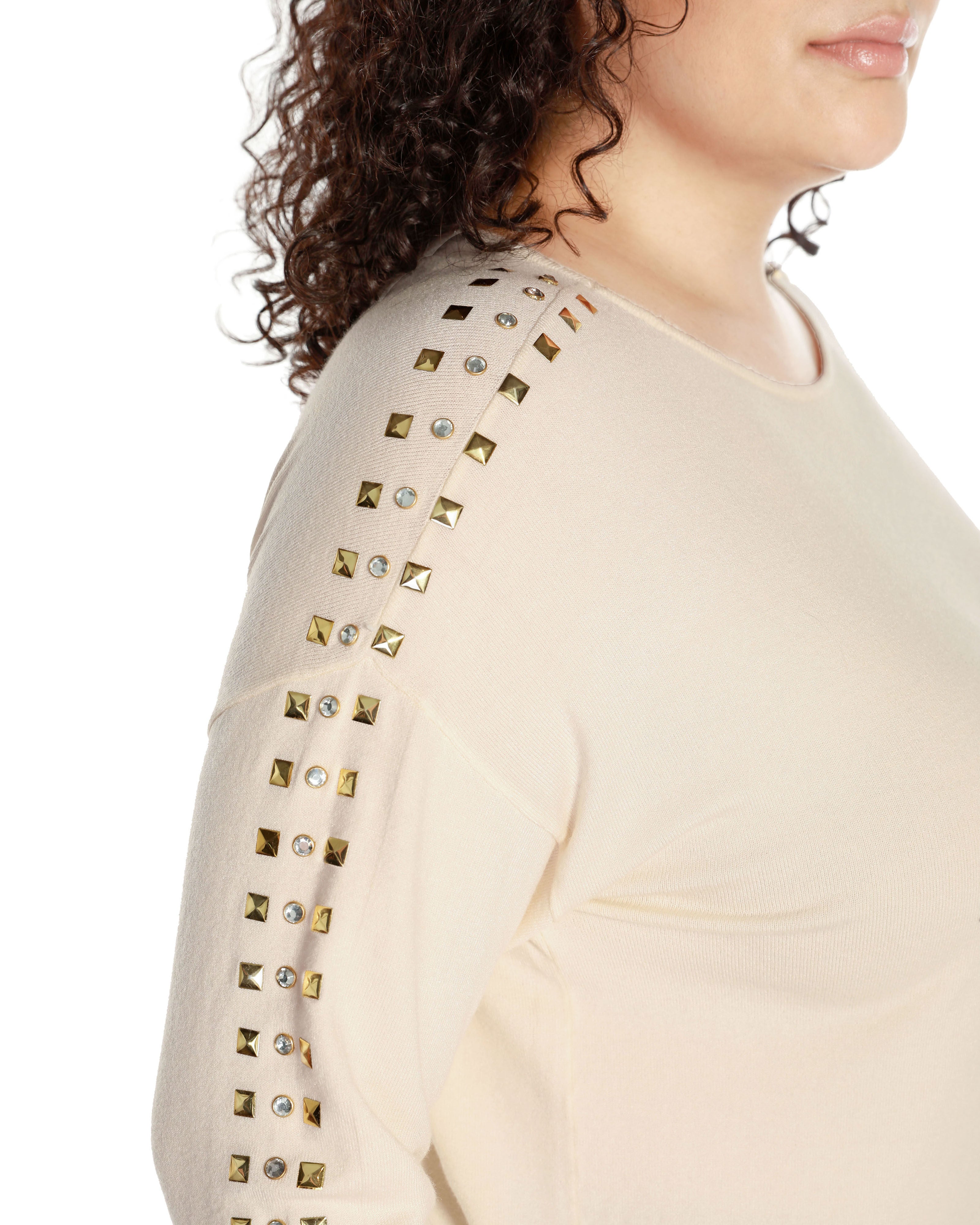 EMBELLISHED BOATNECK SWEATER, Ecru / Ivory, alternate image number 3