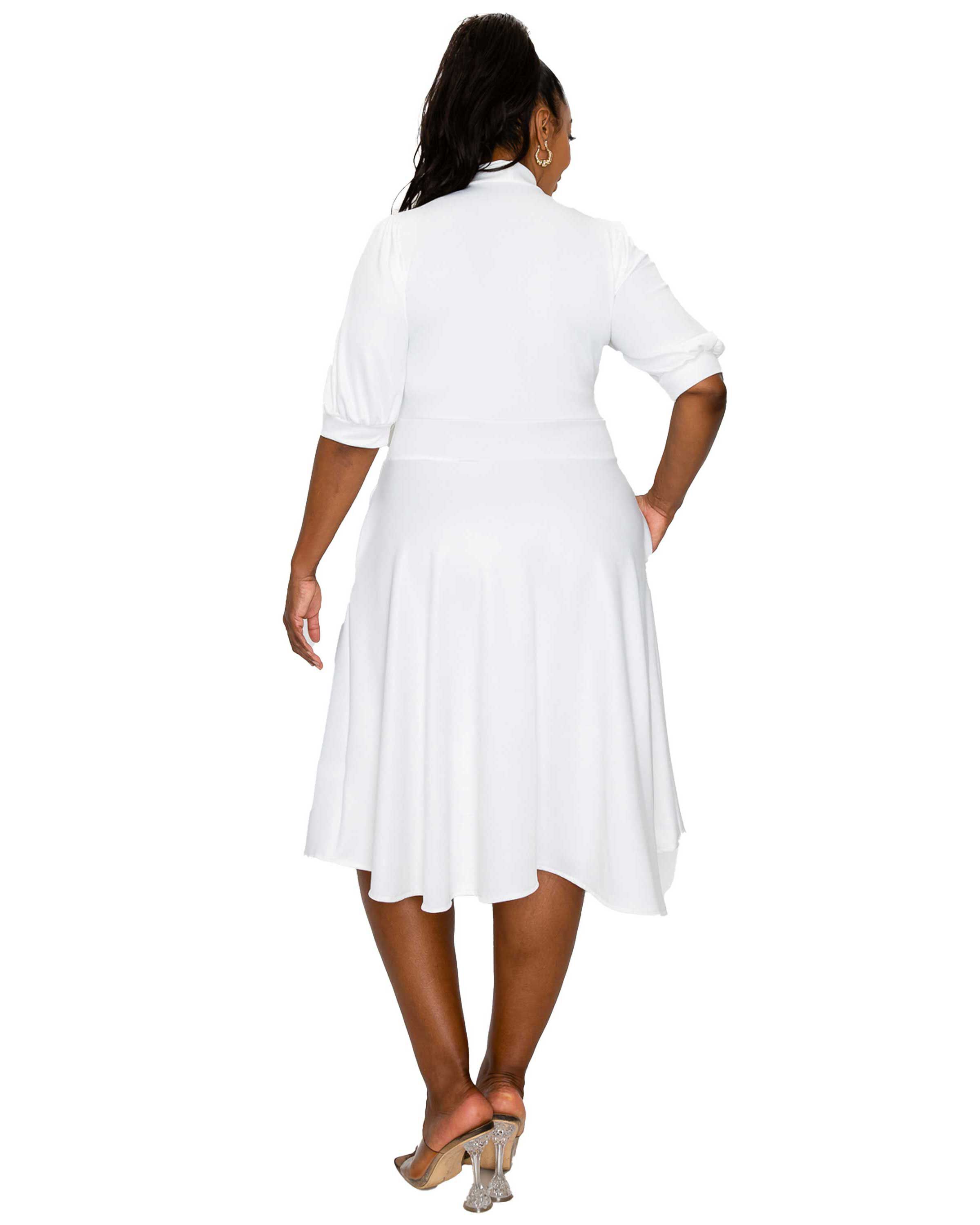 Carina Donna Flare Dress w/ Pockets, White / White, alternate image number 1