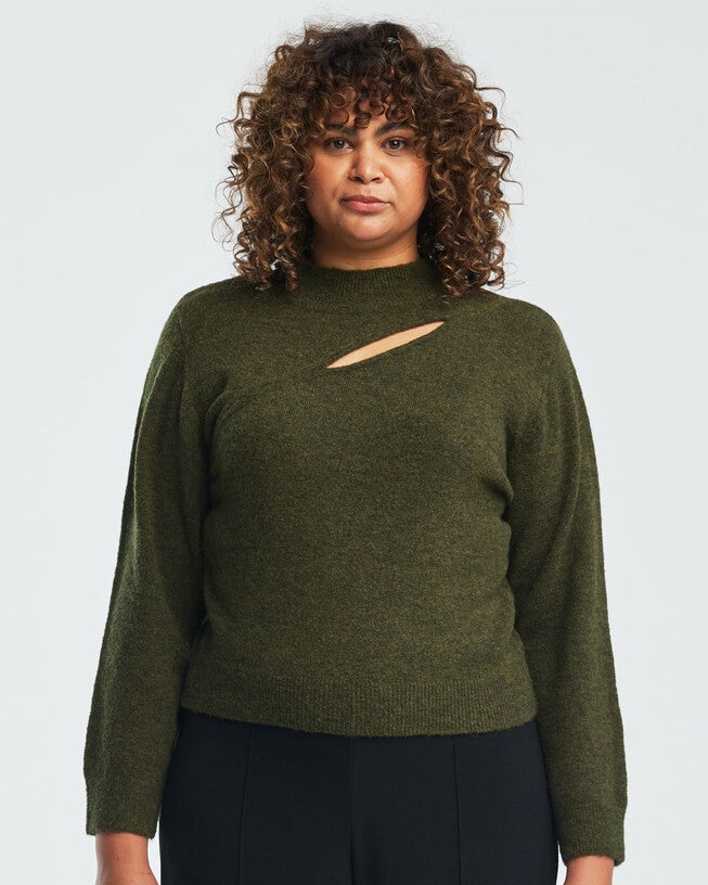 Cut Out Cozy Knit, OLIVE / Olive Green, hi-res image number null