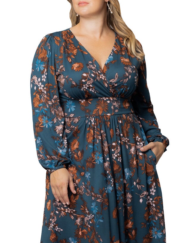 Diana Long Sleeve Dress, TEAL BLUE ASTERS / Teal, alternate image number null