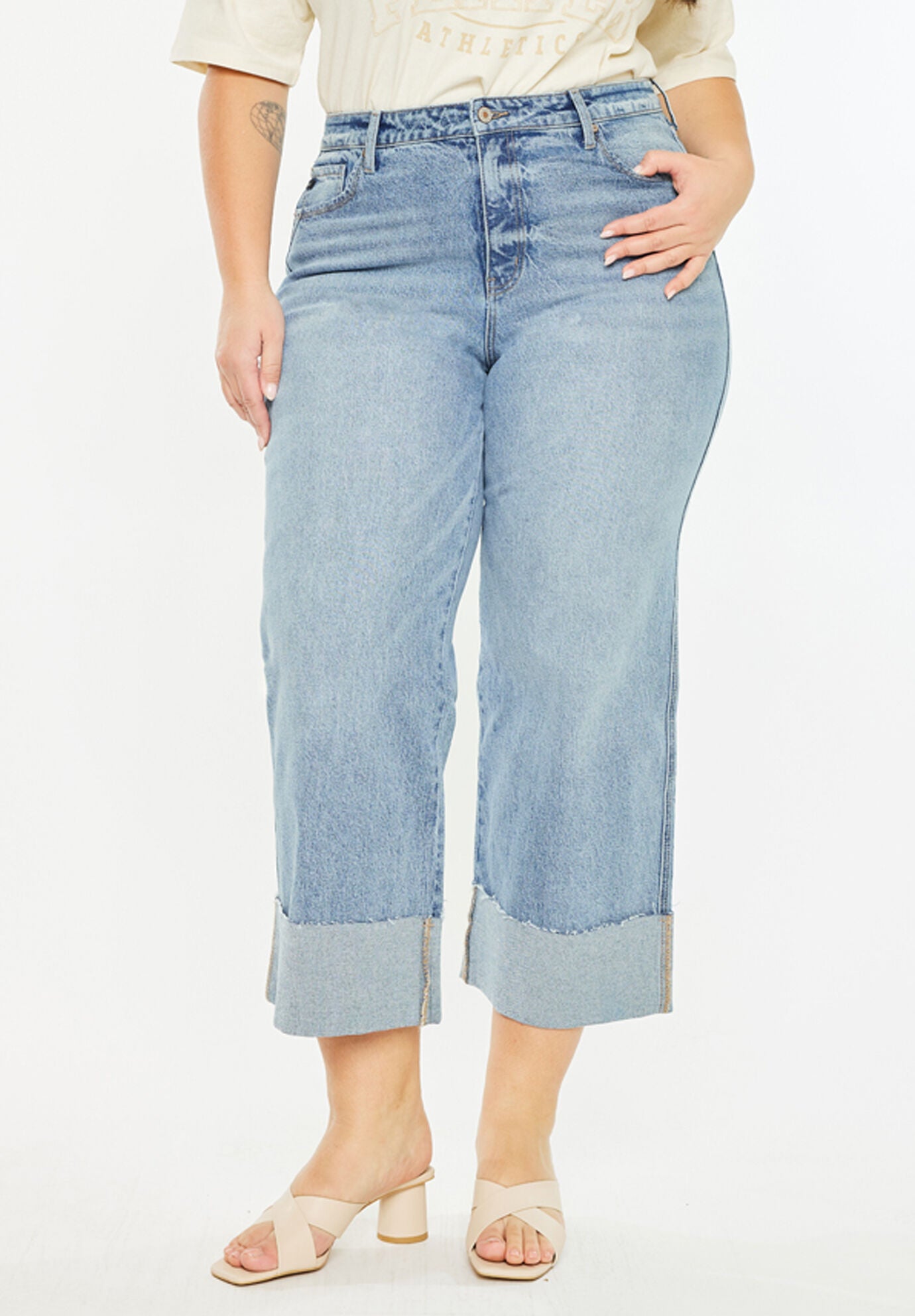Jennie 90's Crop Wide Leg Jeans (Plus Size), Medium Wash / Medium Wash, alternate image number 2