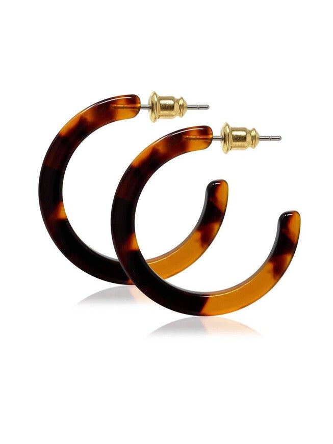 ULTRA MINI HOOPS EARRINGS IN CLASSIC TORTOISE, Classic Tortoise / Brown, hi-res image number null