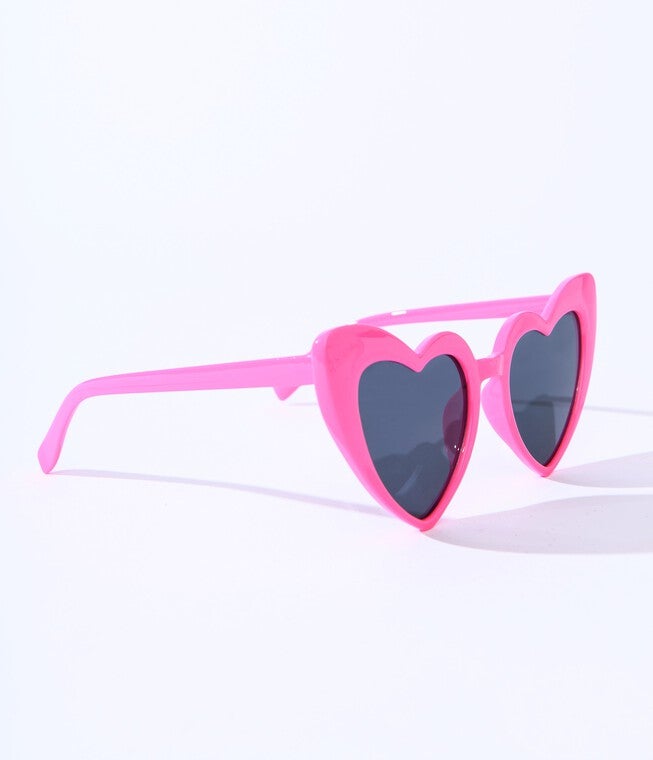 Unique Vintage Hot Pink Heart Sunglasses, , alternate image number null