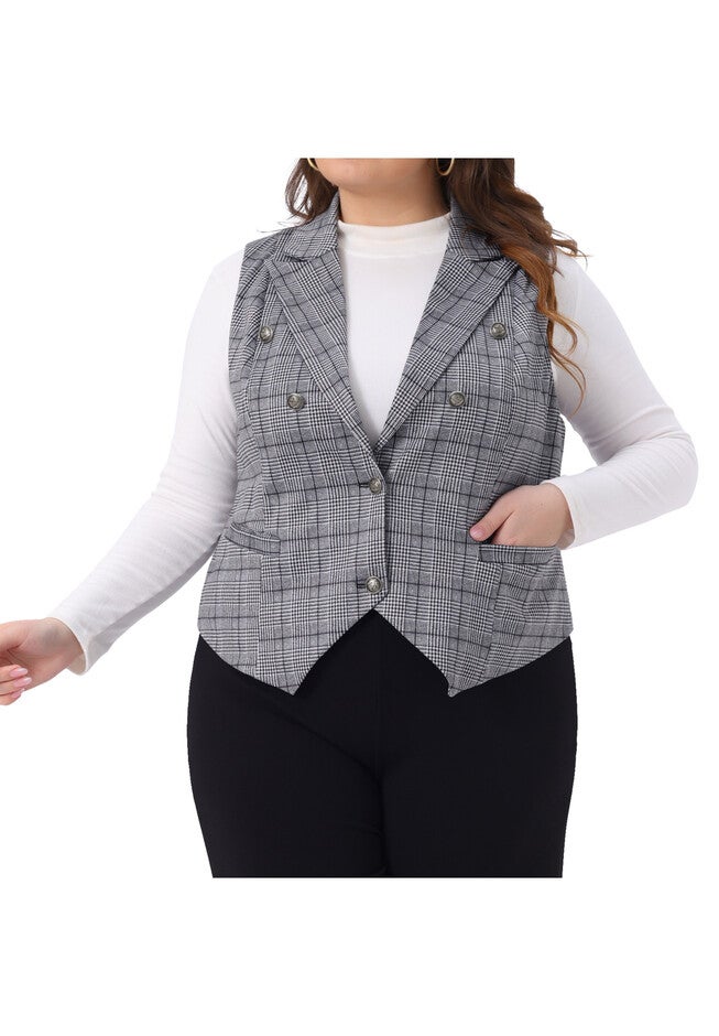 Lined Vintage Work Plaid Steampunk Vest, Grey / Cool Gray, alternate image number 2