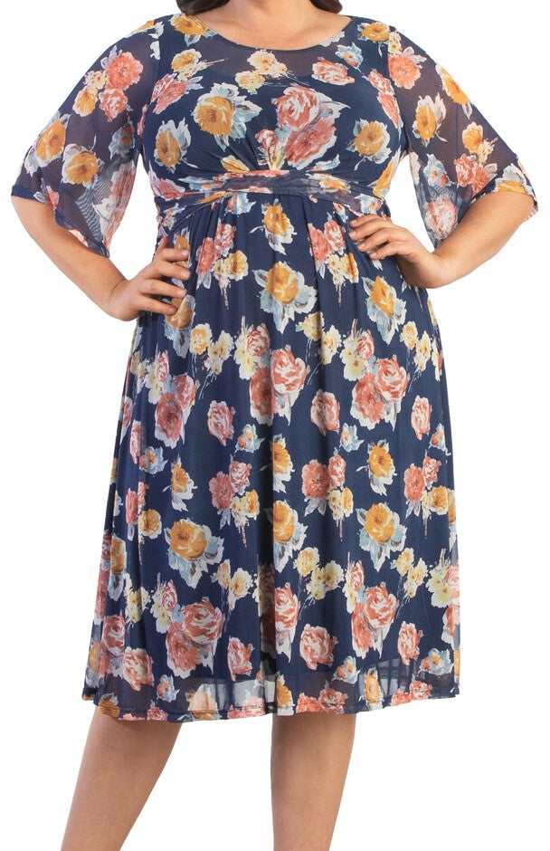 Katarina Mesh Dress, BRUSHED FLORALS / Navy, alternate image number 3