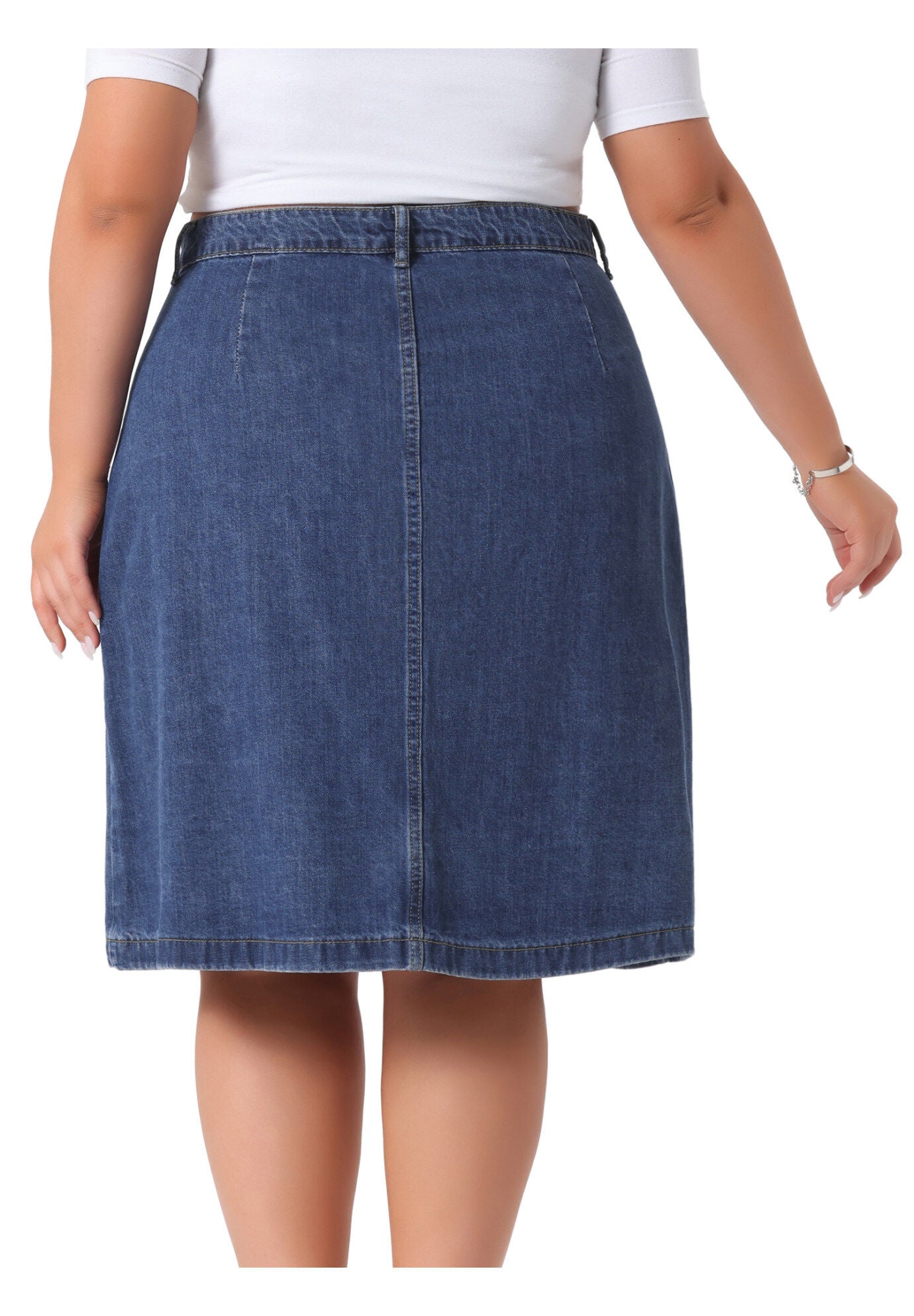 Denim Button Front High Waist A Line Midi Jean Skirt, Blue / Chambray Denim Medium, alternate image number 3