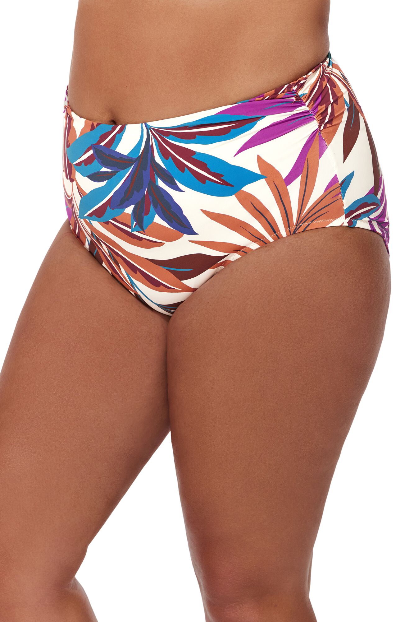 Plantopia Plus Size Shirred High Waist Swim Bottom, Multi / multi, alternate image number 2