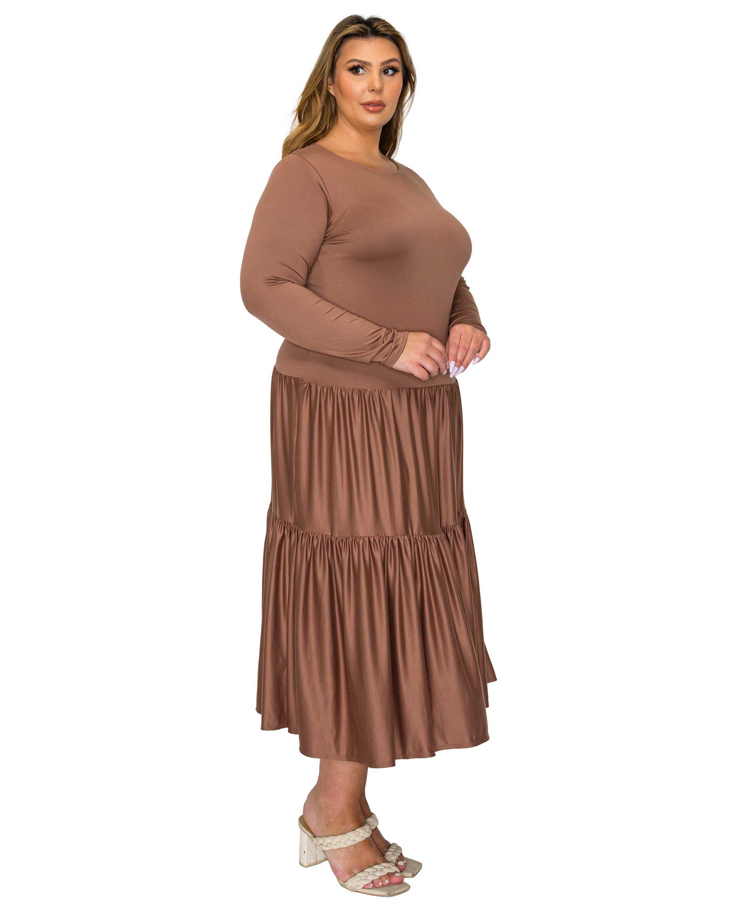 Eliana Tiered Midi Dress, Espresso / Brown, alternate image number 1