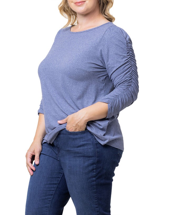 Reverie Ruched Top, HEATHER INDIGO / Dusty Blue, alternate image number null