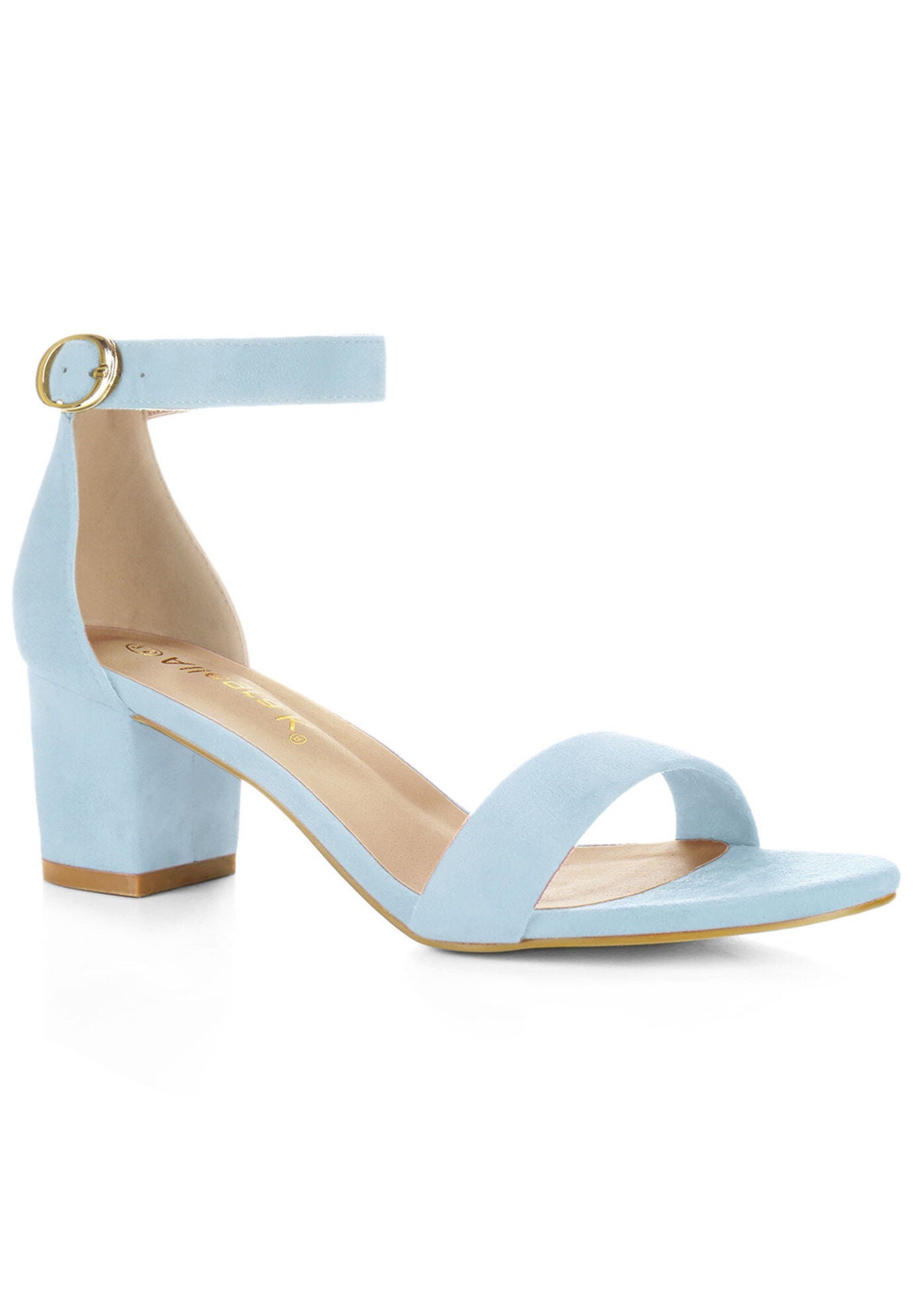 Mid Block Heel Ankle Strap Sandals, Sky Blue / Light Blue, hi-res image number 0