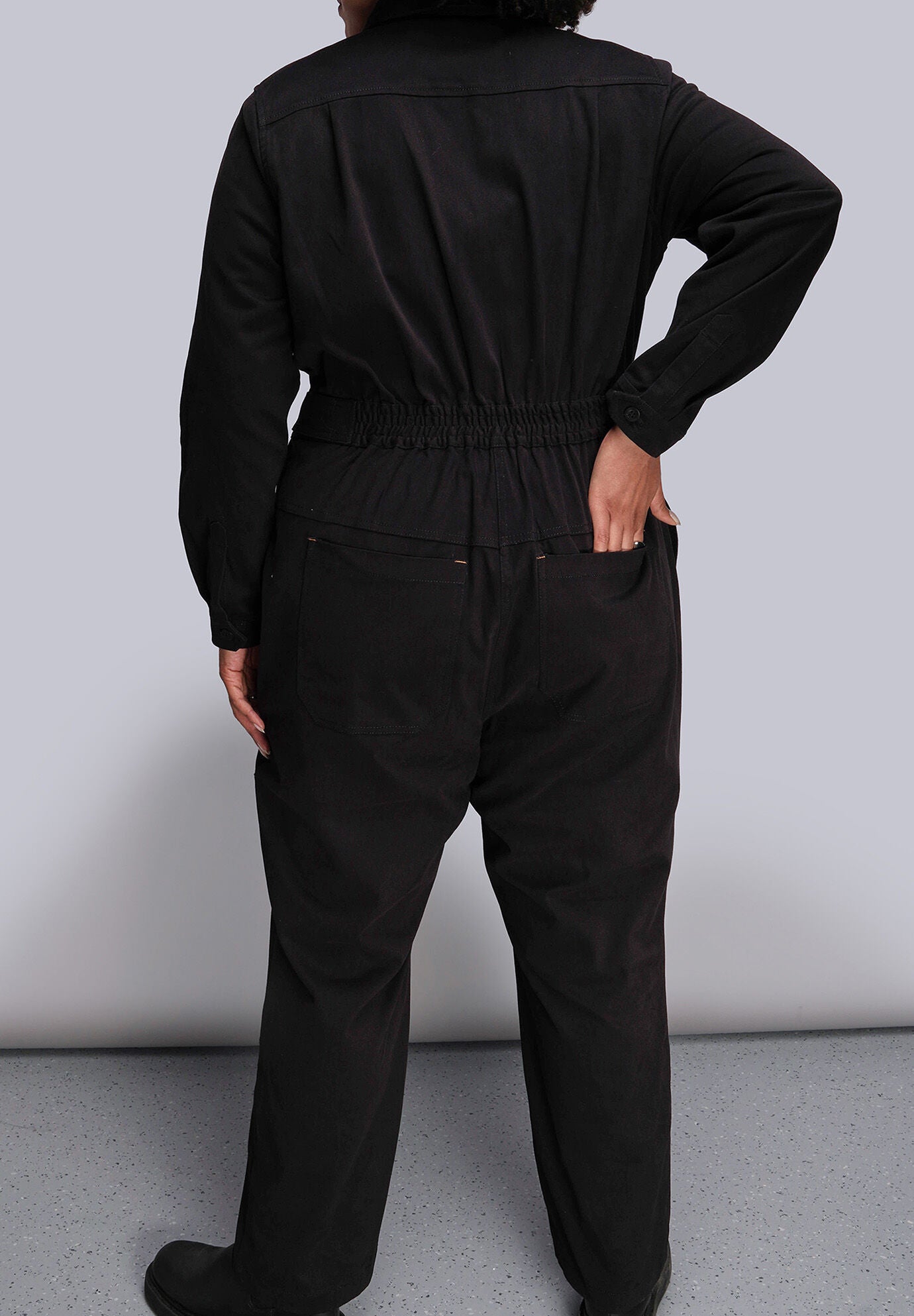 The Essential Long Sleeve High Waisted Coverall, BLACK / Black, alternate image number 2