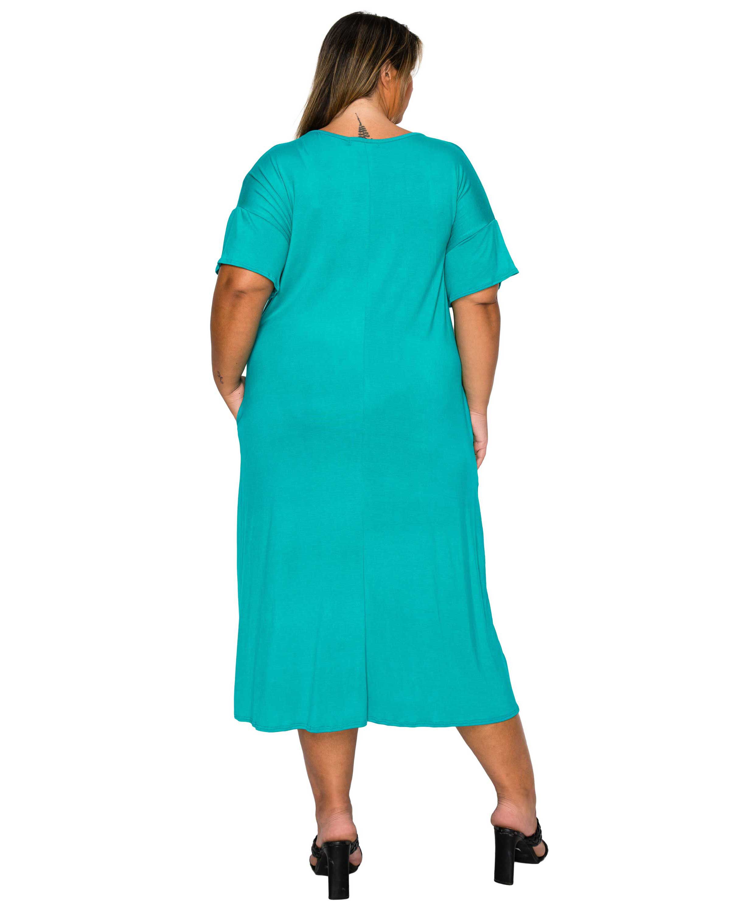 Olivia Pocket Midi Dress, Jade / Quetzal Green, alternate image number 2