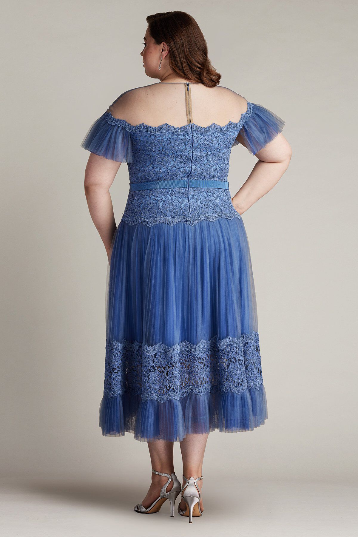 Elise Embroidered Pleated Tulle Midi Dress - PLUS SIZE, BLUE STONE / see-description, alternate image number 1
