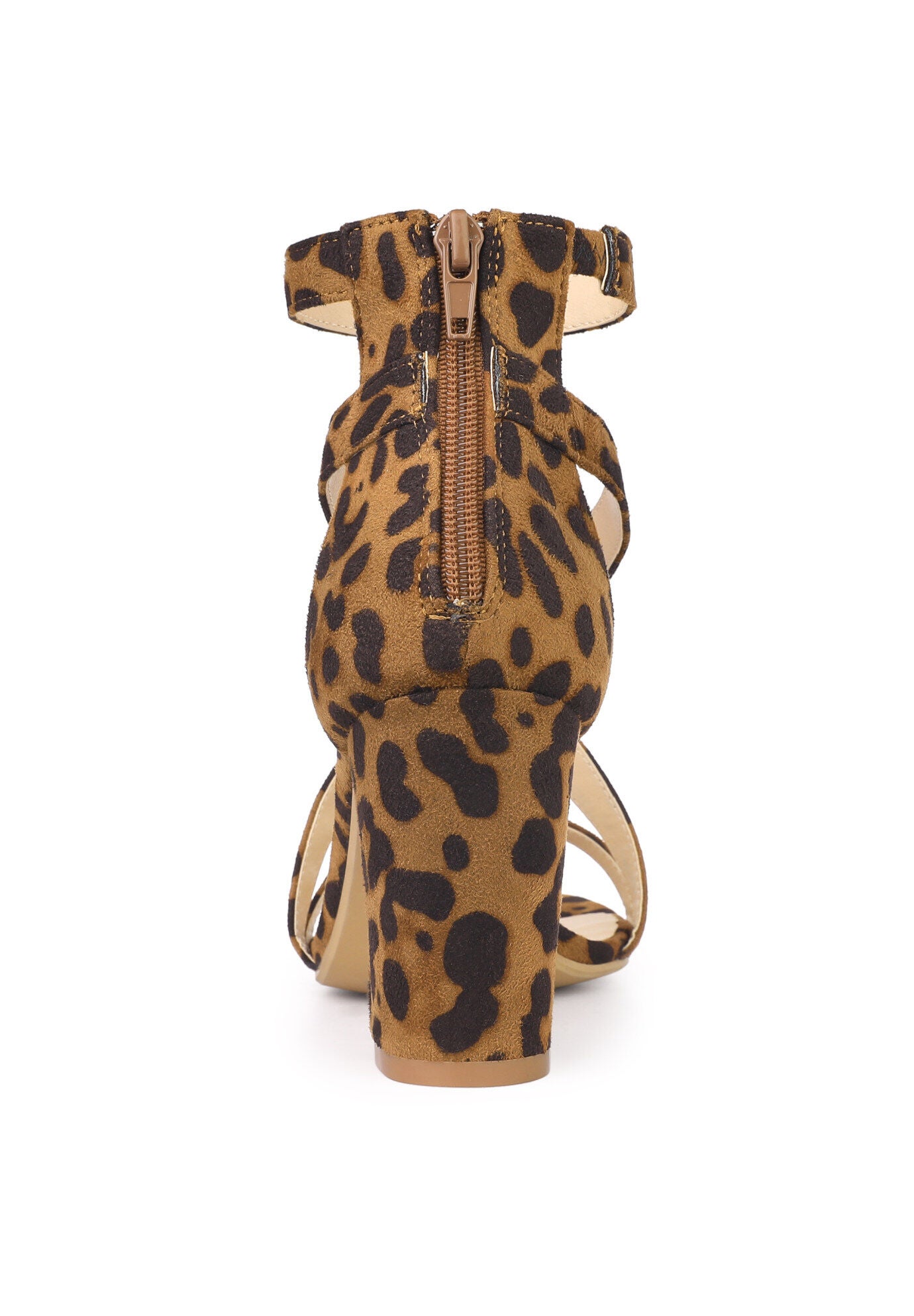 Crisscross Ankle Strap Chunky Heel Sandals, Leopard / Brown, alternate image number 2