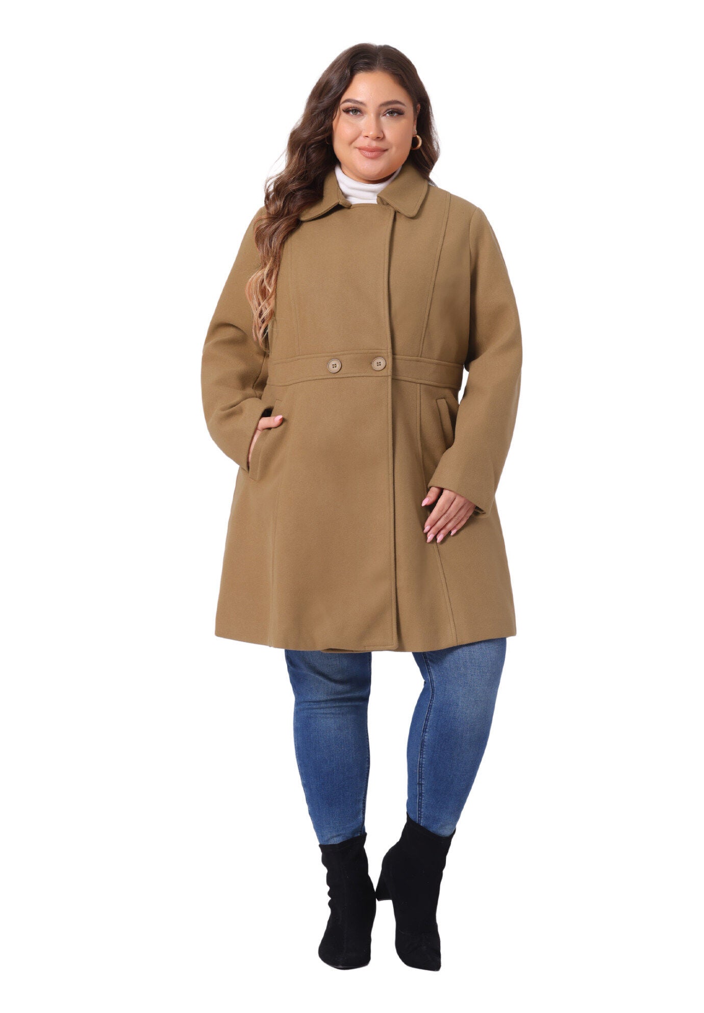 WINTER NOTCHED LAPEL SINGLE BREASTED LONG COAT, Camel / Brown, hi-res image number 0
