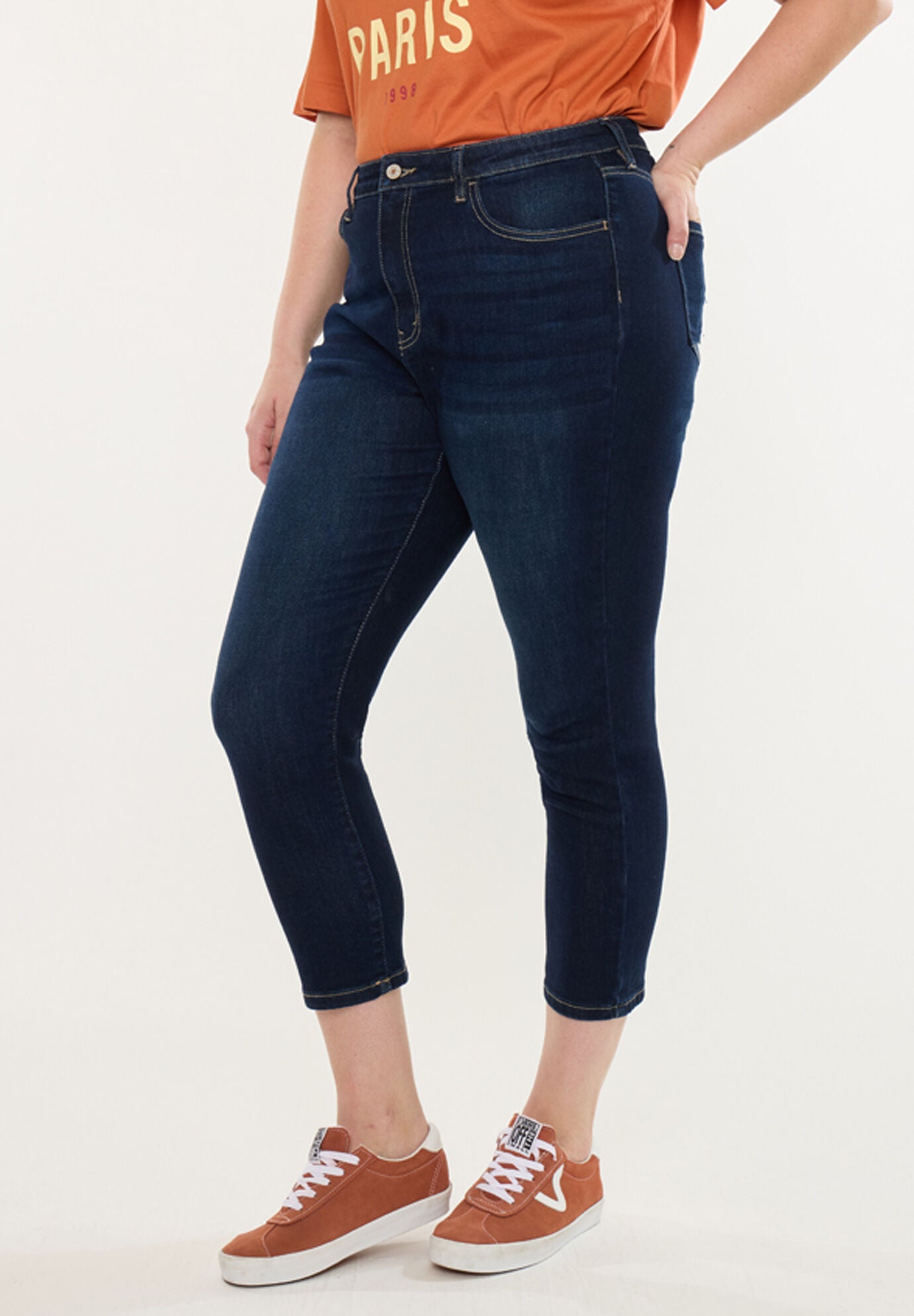 Ximena High Rise Cropped Skinny (Plus Size), Dark Wash / Dark Wash, alternate image number 4