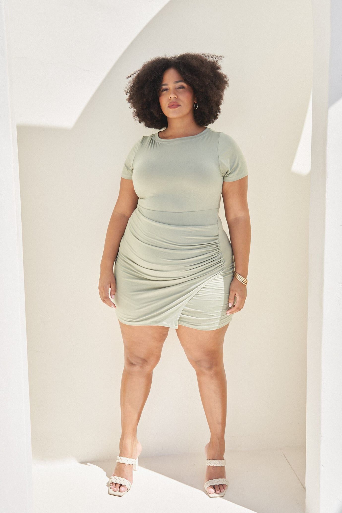 Kara Wrap Dress, Sage / Sage Green, alternate image number 1
